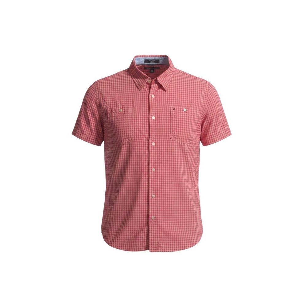 Tommy Hilfiger Button Down XL Red Gingham City Poplin Slim Fit‎ Short Sleeve